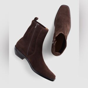 Madewell The Idris Ankle Boot in Dark Carob (Brown) Suede $198 NX430